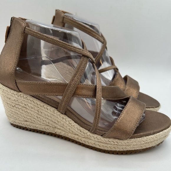 New Eileen Fisher Wanda Espadrille Platform Wedge Sandal, Metallic Bronze 9.5 - Picture 4 of 10